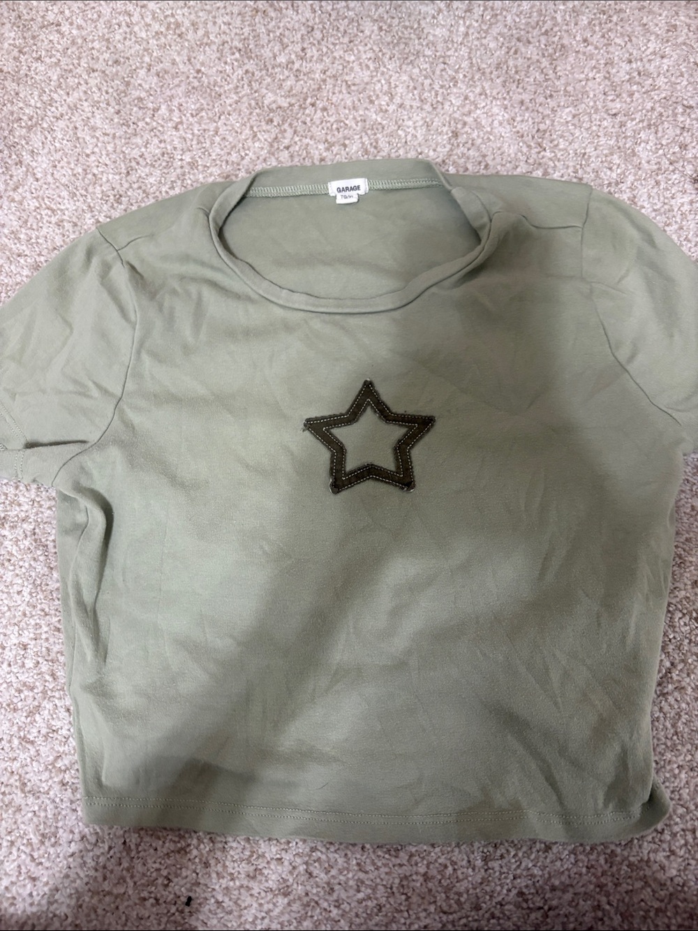 Garage Olive Green Short Sleeve Tee with Star Patch